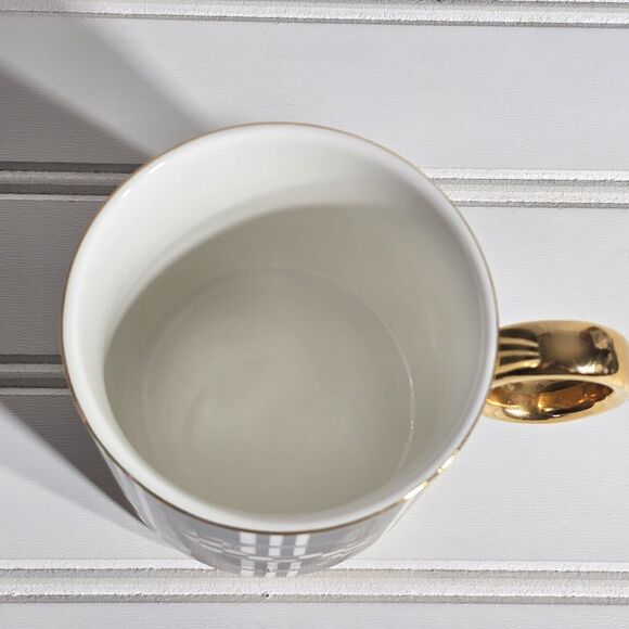 MacKenzie-Childs My Mug Coffee Cup Initial S Black White & Gold New without Box - Picture 6 of 6